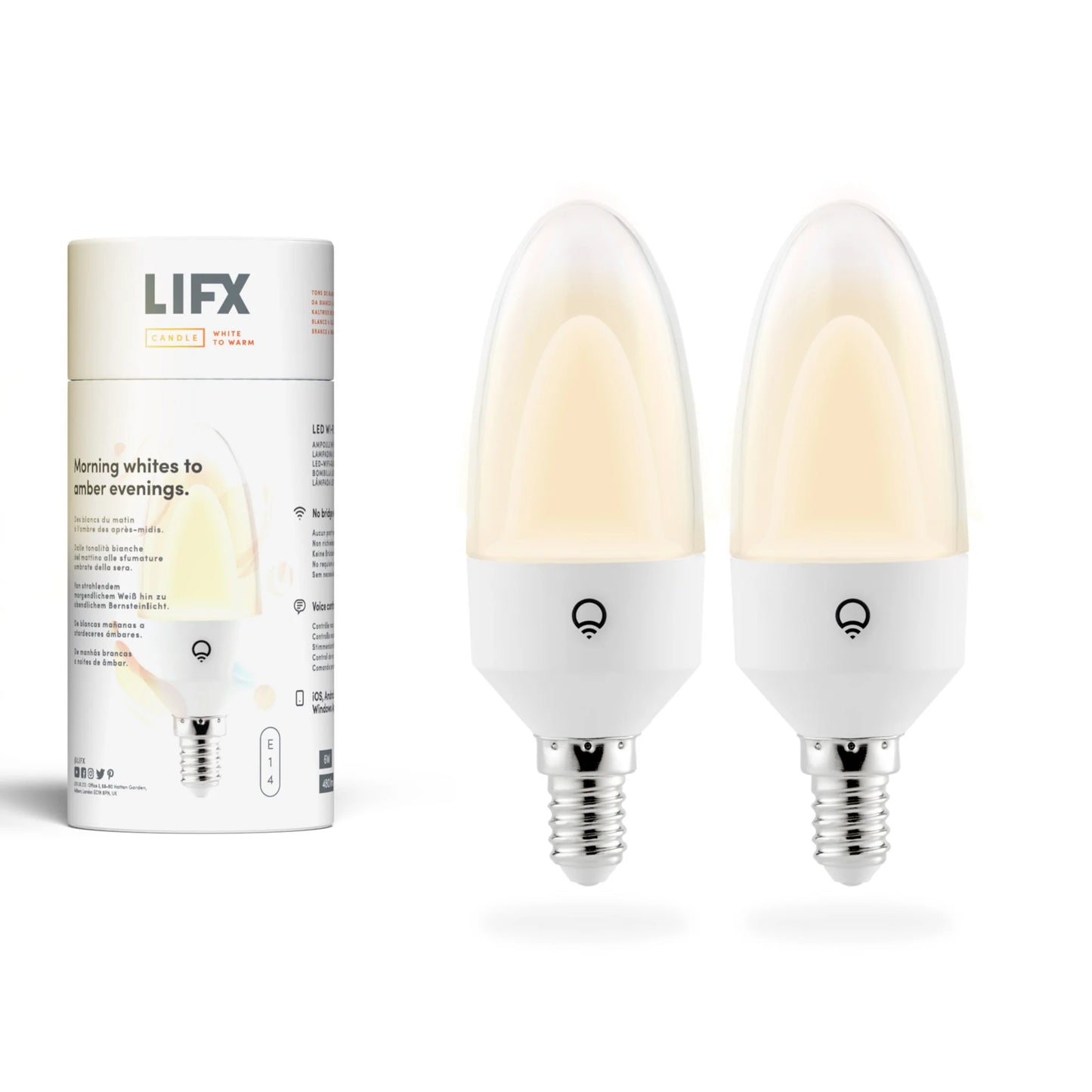 White to Warm Candle 2-Pack E14